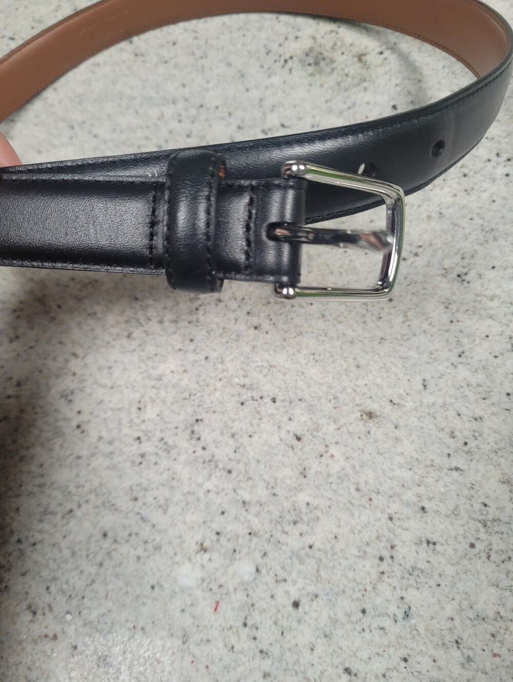 Ralph Lauren Belt Black Leather 32 Silver Buckle